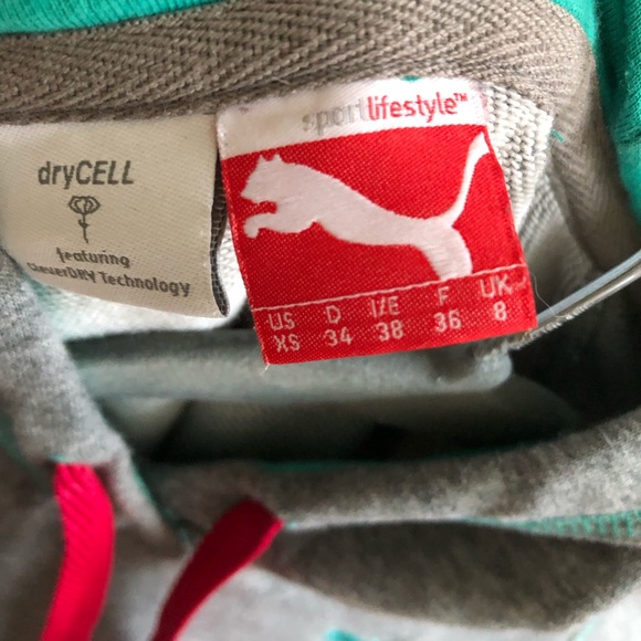 Gray with teal PUMA hoodie - Picture 3 of 3